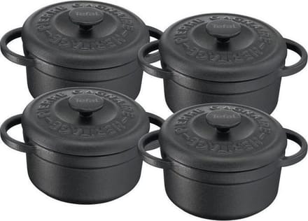 TEFAL Set van 4 Pierre Gagnaire Heritage Cast Iron Mini Casseroles - Rond - 10 cm - 0,3L