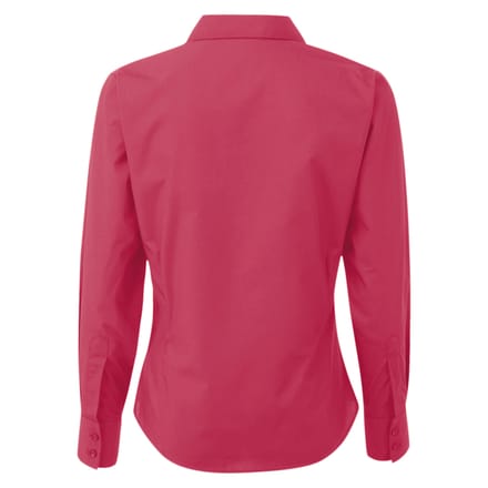 Premier Dames/Dames Popeline Blouse met Lange Mouwen (Heet Roze)