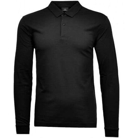 Ragman Polo Long Sleeve Uni Cotton Zwart / male