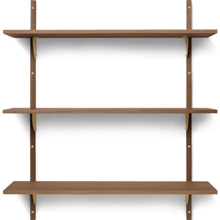 Ferm Living Sector Wandrek - gerookt eiken - Messing - 3 Wandplanken - breed