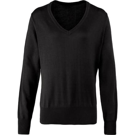 Premier Dames/Dames Gebreid Katoen Acryl V Hals Sweatshirt (Zwart)