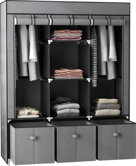 HOMCOM - Stoffen Kast - met Deur - Donkergrijs - 850-210V00