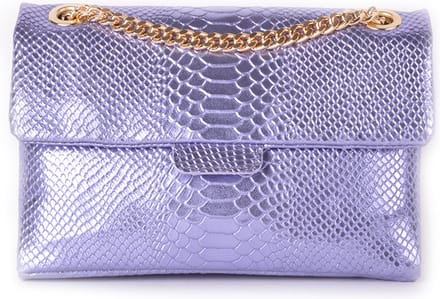 Giuliano lederen metallic snake schoudertas XL - made in Italy -lila