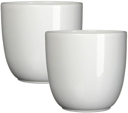 Mica Decorations Bloempot/plantenpot - 2x - wit - keramiek - D19 cm x H18