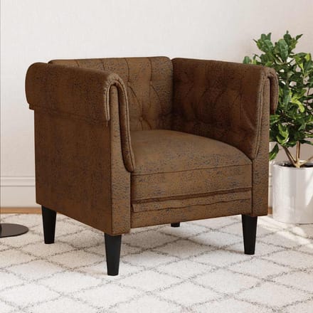 vidaXL Fauteuil Chesterfield-stijl stof bruin