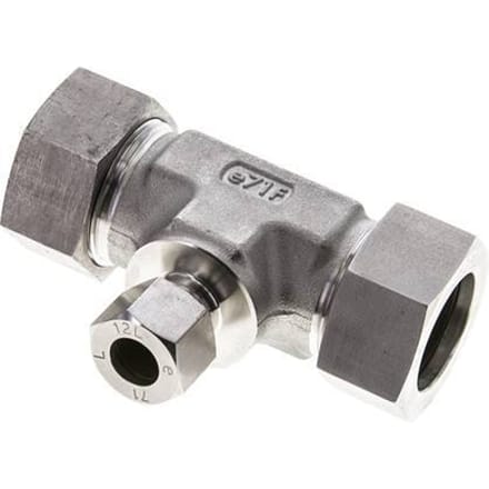 12L & 28L RVS T-stuk Snijringkoppeling 160bar ISO 8434-1