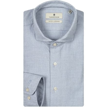 Thomas Maine Overhemd Roma Modern Kent Two-Ply Flanel Glen Check Licht Blauw / male