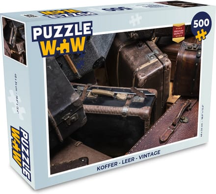 Puzzel Koffer - Leer - Vintage - Legpuzzel - Puzzel 500 stukjes