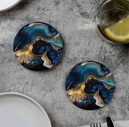 GR onderzetters voor glazen - Golden - Water - Vinyl - 6st