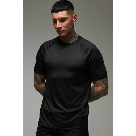 Tall Men's Active Lightweight Essentials Gym Regular Fit Raglan T-shirt | Black | Size Medium