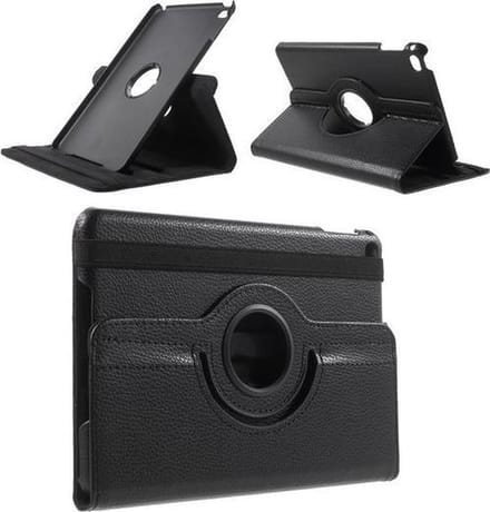 GadgetBay Zwarte lederen iPad mini 4 & iPad mini 5 (2019) draaibare case hoes
