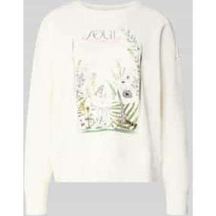 boxy fit sweatshirt met o-neck en bloemenprint