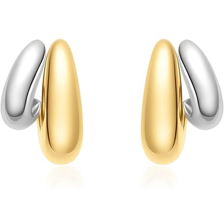 Two-Tone Dome Stud Hoop Earrings E