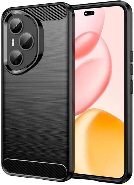 Hoesje geschikt voor HONOR 400 Pro - Techsuit Carbon Silicone Back Cover - Zwart