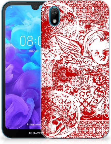 Silicone Back Case Huawei Y5 (2019) Angel Skull Rood