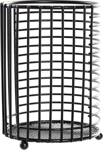 Items keukengerei houder - zwart - D12 x H16 cm - metaal