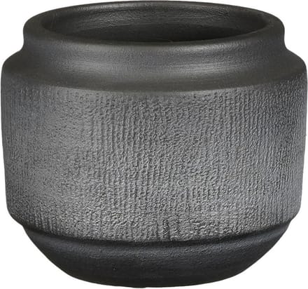 Mica Decorations Plantenpot/bloempot - terracotta - zwart mat relief- D15/H13 cm