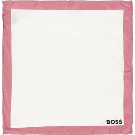 Boss Pocketdoekje met rand (Wit/Stofroze)