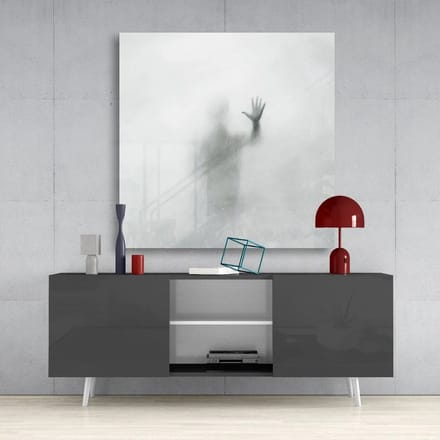 Glasschilderij Vierkant Shadow Silhouette – Modern Abstract Wanddecoratie - 60x60 cm