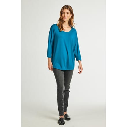 DIDI Dames Loose tee crew 3/4 sleeves Lagoon blue maat 48
