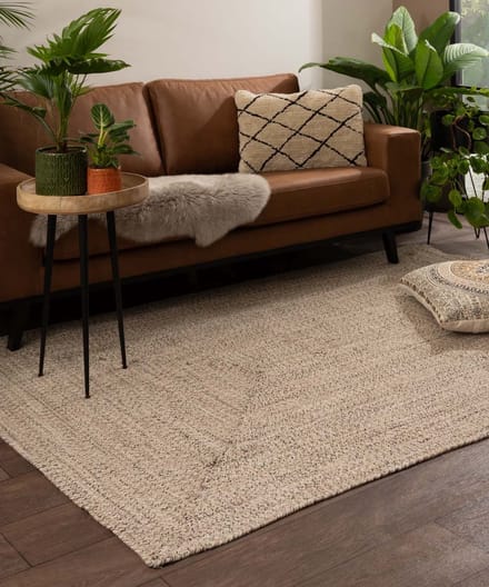 Vloerkleed katoen - Joy beige/wit 200x290