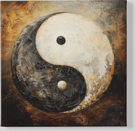 Vierkant Canvas Schilderij - Abstract - Yin en Yang - 60x60x2 cm