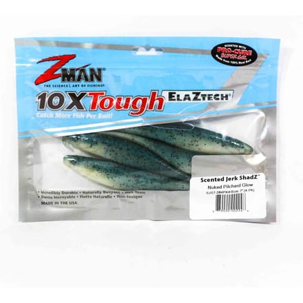 Zman Soft Lure Jerk ShadZ Geparfumeerd 7 Inch 4/Pack Nuked Pilchard G (2246)
