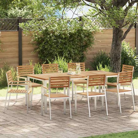 vidaXL - Tuinstoel - 8 - st - Massief - Teakhout - en - RVS