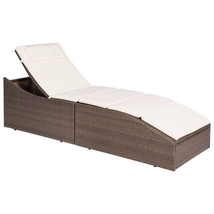vidaXL - Ligbed - met - kussen - poly - rattan - bruin