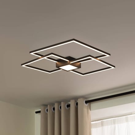 Lindby LED plafondlamp Duetto, 65 cm, antraciet, 38 W, aluminium