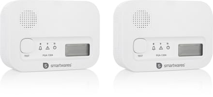 Smartwares FGA-13041 - Koolmonoxidemelder CO melder 2-pack - 85 dB - Levensduur 10 jaar - BSI Gecertificeerd - 2 stuks
