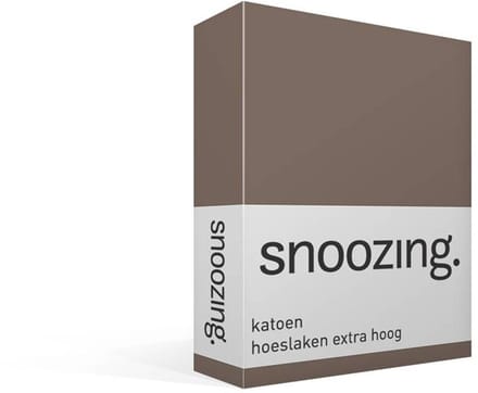 Snoozing - Katoen - Extra Hoog - Hoeslaken - Eenpersoons - 80x200 cm - Bruin