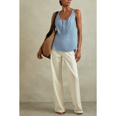 Reiss Easy Cotton Vest Blue Maat: 6 | Mouwloze Tops Outlet | Dames | Blauw