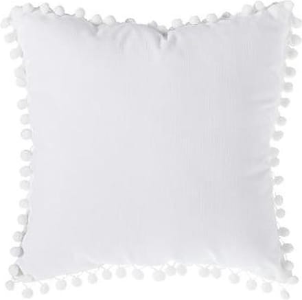Sierkussen Ellis - Wit - Sierkussen met pompons/tassels - 40x40 cm