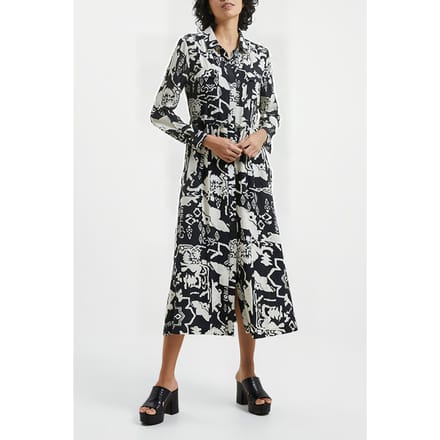French Connection Deon Delph Drape Drs Black/cream Taglia: 8 | Abiti in T-Shirt Outlet | Donna | Nero