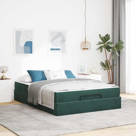 vidaXL - Bedframe - met - matras - 2 - st - Groen - Fluweel