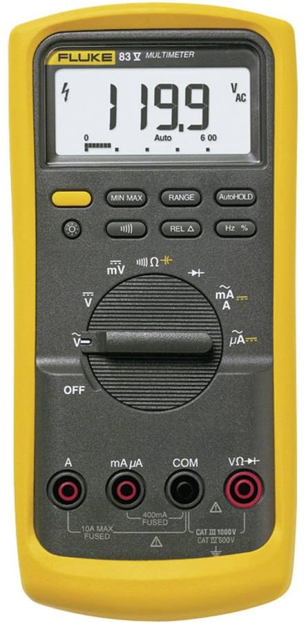 Fluke 83V/EUR Multimeter Digitaal Beeldscherm met achtergrondverlichting, Capaciteitsmeting CAT III 1000 V, CAT IV 600 V Weergave (counts): 6000
