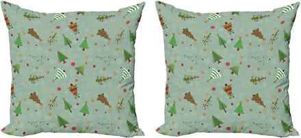 ABAKUHAUS Kerstkussenhoez set van 2, kerstboompatroon, 45x45 cm, amandelgroen
