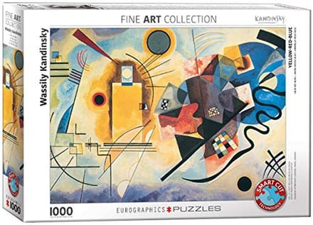1000-delige puzzel met abstracte kunst in geel, rood en blauw