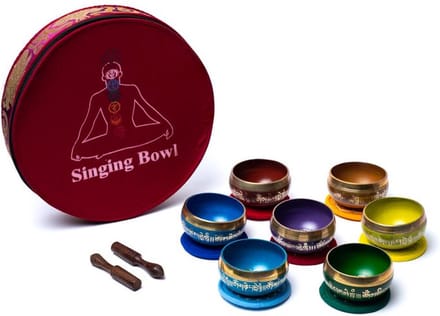 Chakra Klankschalenset Gekleurd Met Zakje - ±1450g - ±1450g