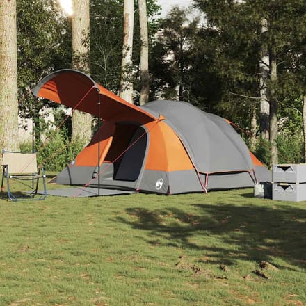 vidaXL - Tunneltent - 8-persoons - waterdicht - grijs - en - oranje