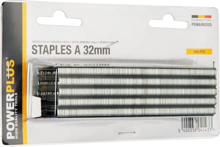 Powerplus POWAIR0333 Nieten - Voor nietmachine tacker - Type A - 32mm - 1000stuks