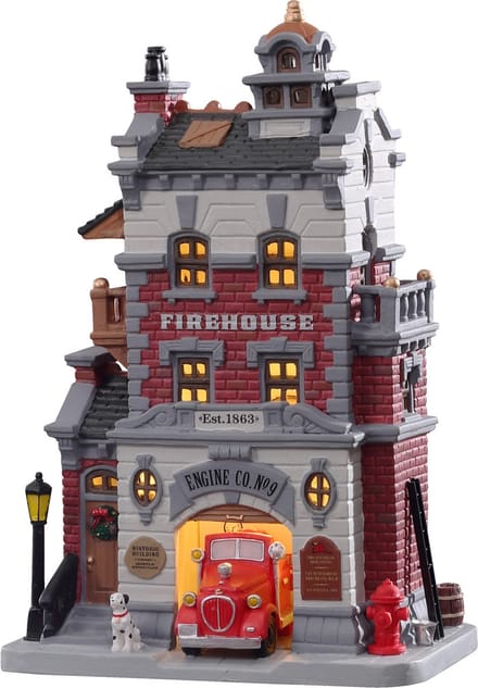 Lemax - 'Engine Company No. 9' - Verlicht gebouw - Exclusief adapter (werkt ook op batterijen)