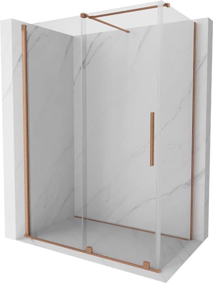 Mexen Velar schuifbare douchecabine 150 x 80 , transparant, geborsteld koper - 871-150-080-01-65