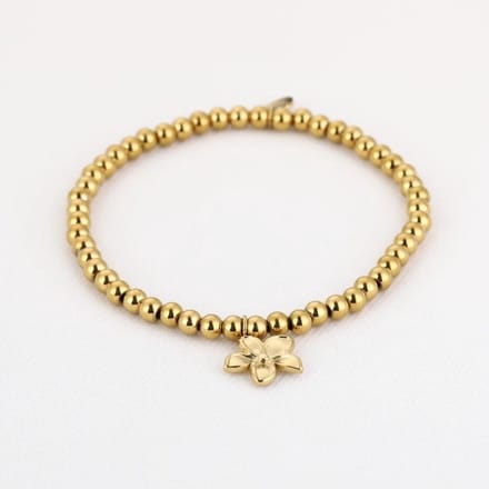 Bijoutheek Armband (Sieraad) Balletjes Bloem Bedel Goud