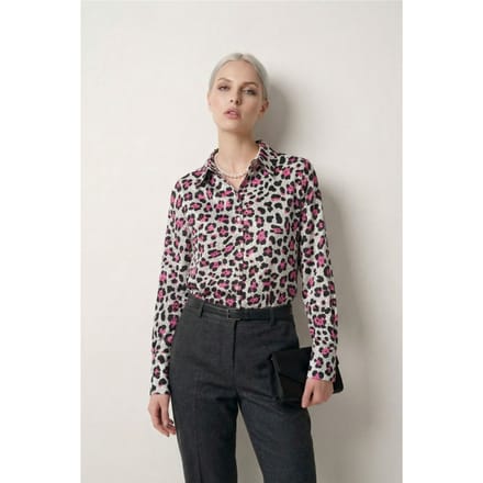 Leopard Print Lange Mouwen Knoopshirt