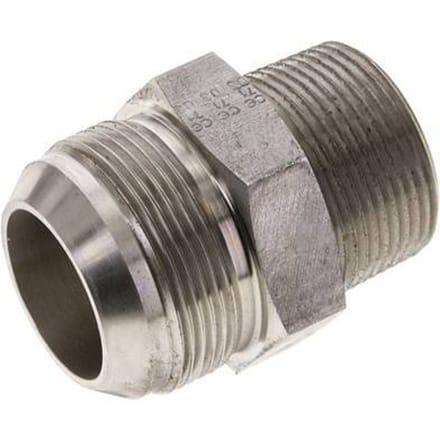 JIC  Dubbele Nippel UN 1-7/8''-12 X 1 1/4'' NPT RVS 80bar