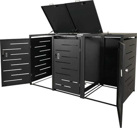 3-vaks Containerombouw - Kliko Ombouw - Containerberging - Afvalbakberging - Container berging - Containerberging voor afvalcontainers - 117x197x80cm ~ antraciet, staal 75kg
