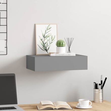 vidaXL - Wandschap - met - lade - 40x23,5x10 - cm - MDF - grijs