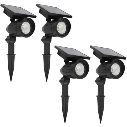 KS Verlichting Set 4 Stuks LED Solar Tuinspot Zwart